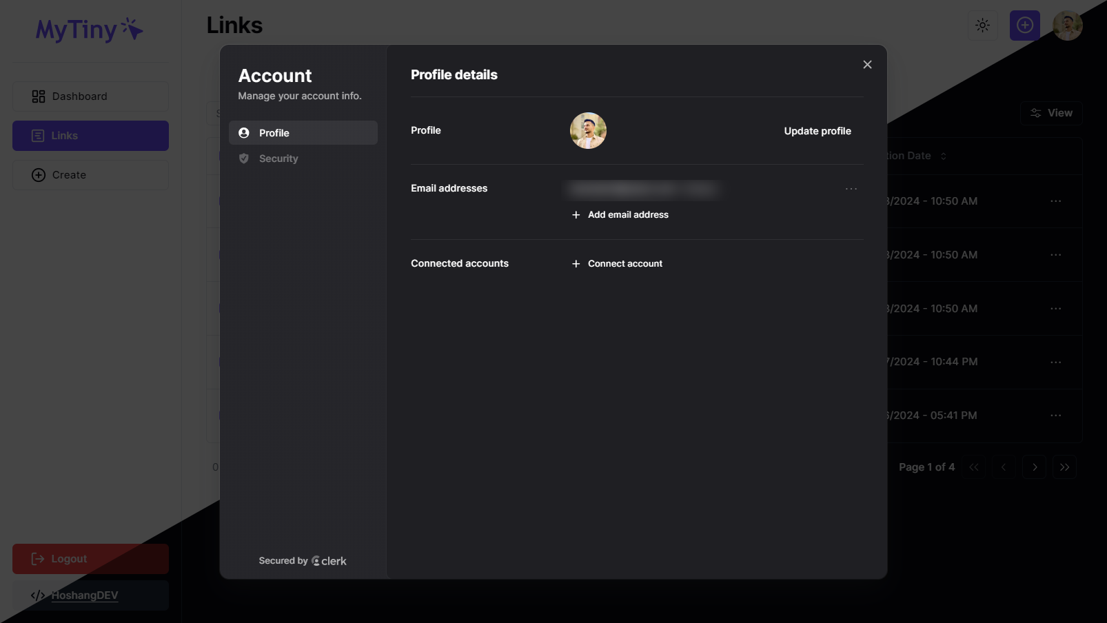 Step 7: Profile Dialog
